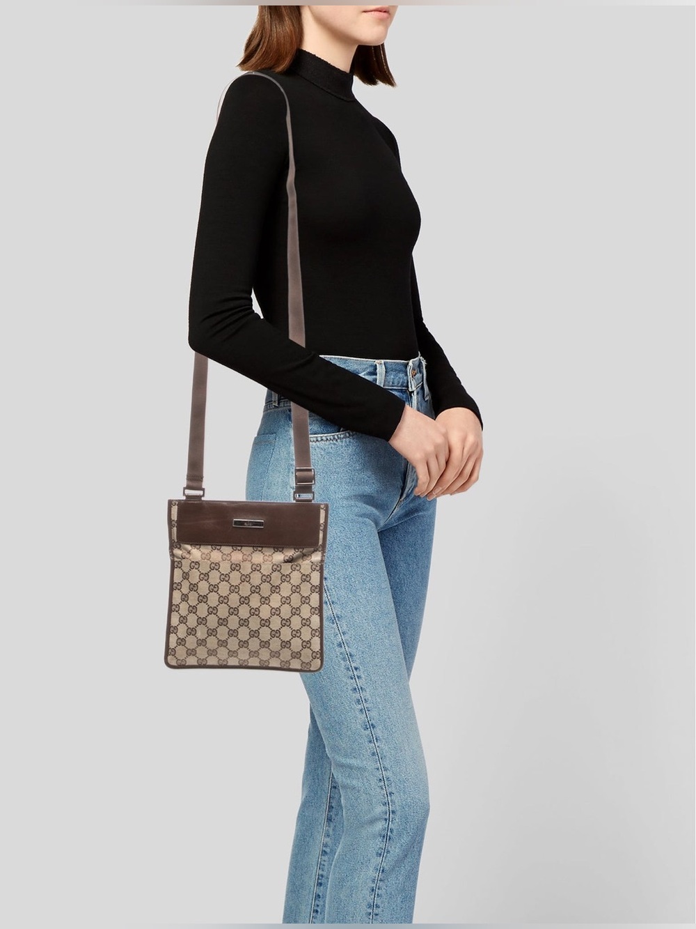 Gucci GG Canvas Messenger Bag Brown & Beige Crossbody Bag